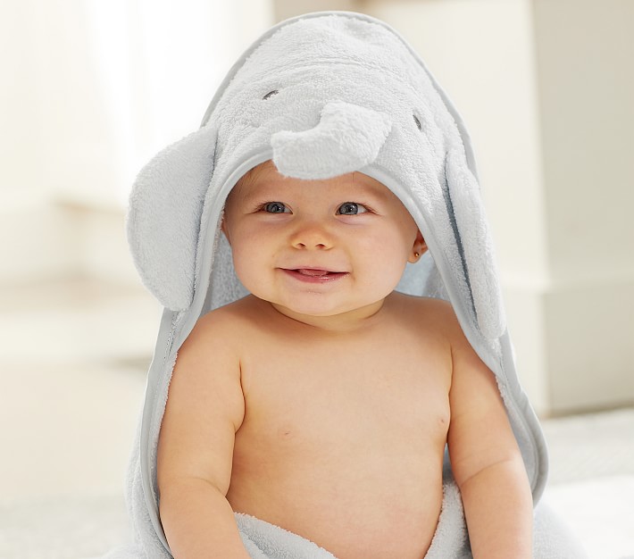 Elephant Baby Hooded Towel and Washcloth Set Pottery Barn Kids