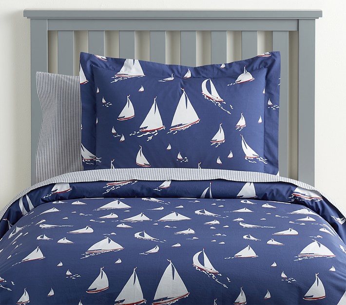 Nautical Sailboat Kids' Duvet Cover Pottery Barn Kids