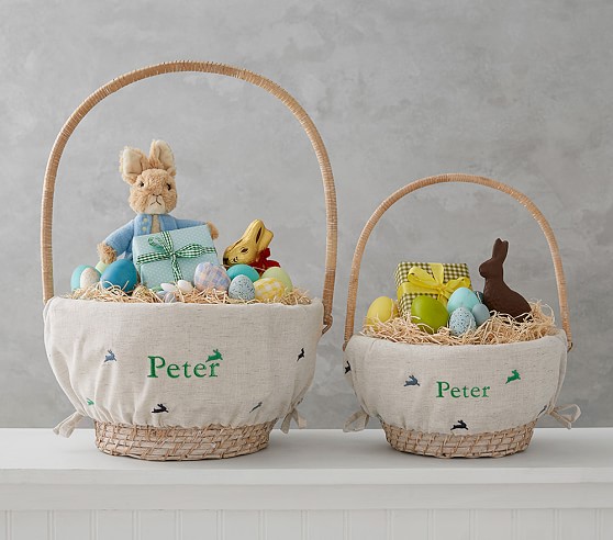 Embroidered Bunny Easter Basket | Pottery Barn Kids