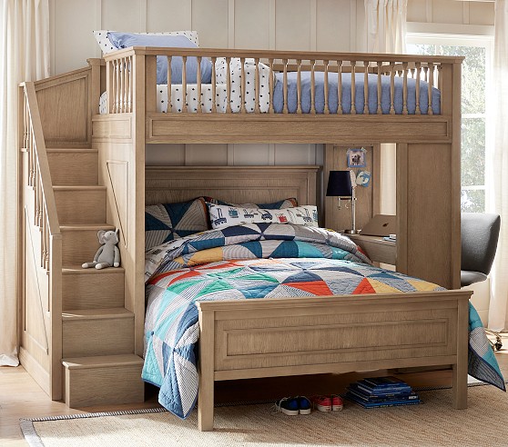 Belden Twin-Over-Full Stair Loft Bed For Kids | Pottery Barn Kids