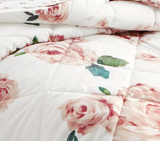 Emily And Meritt Bed Of Roses Comforter And Sham Ivory Blush Pottery