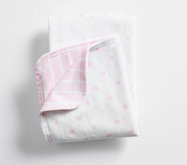 Dot & Stripe Chamois Baby Blanket Pottery Barn Kids