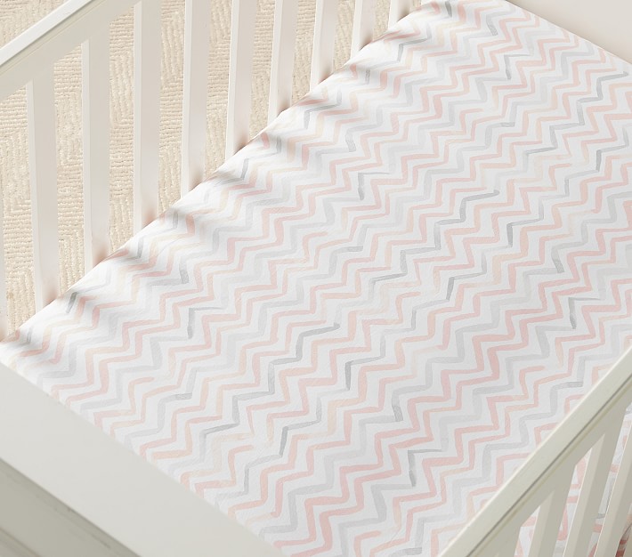 Organic Finley Chevron Boy Crib Sheets Pottery Barn Kids
