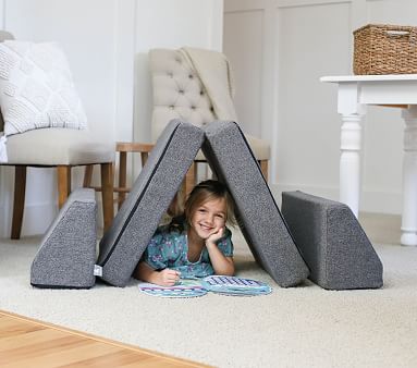 Foamnasium x PBK Blocksy Heathered Basketweave Mini Kids Couch ...