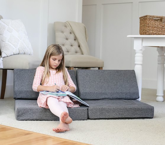 Foamnasium x PBK Blocksy Heathered Basketweave Mini Kids Couch ...