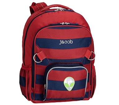 Pottery Barn Kids (PBK) - Summer - June 2016 - Large Backpack, Fairfax Navy  with Embroidered Alligator