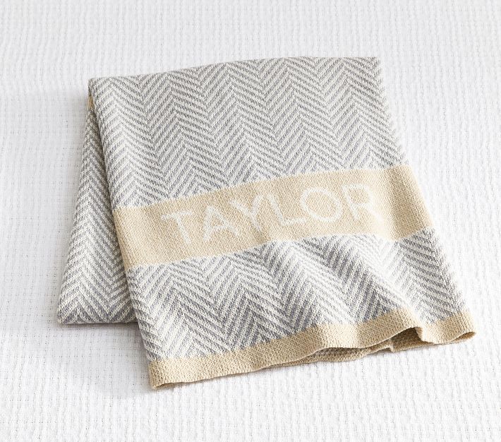 Herringbone Personalized Baby Blanket Pottery Barn Kids