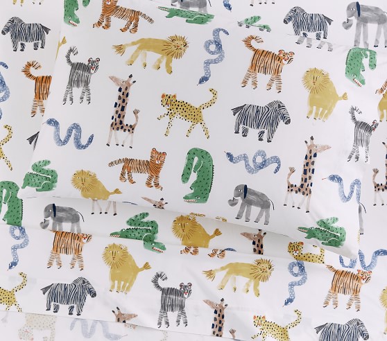 Organic Silly Safari Kids' Sheet Set | Pottery Barn Kids