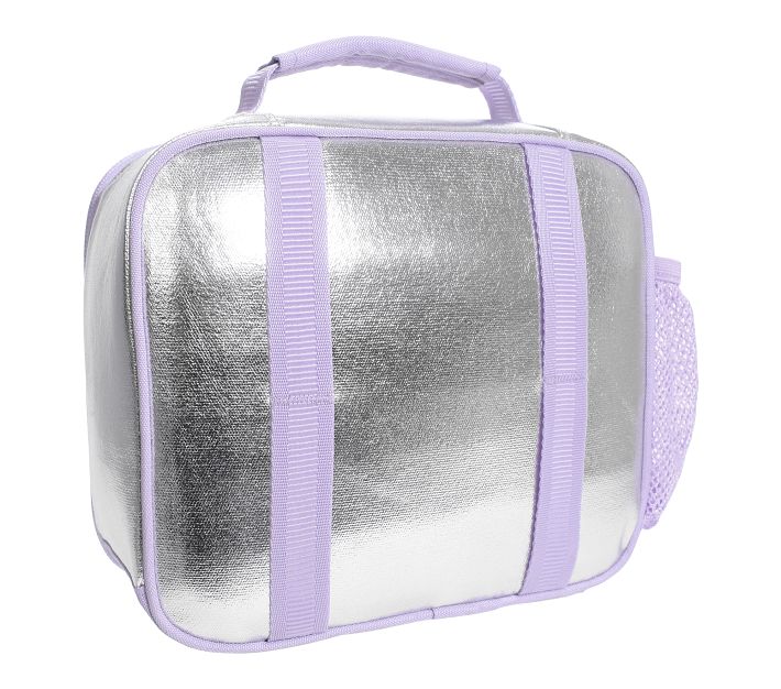 Mackenzie Silver Metallic Hearts Lunch Boxes | Pottery Barn Kids