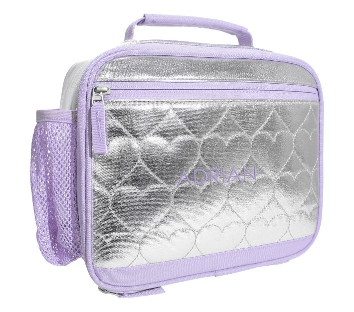 Mackenzie Pink Metallic Hearts Lunch Boxes