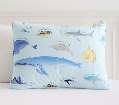 Save Our Seas Comforter, Standard Sham, Blue Multi