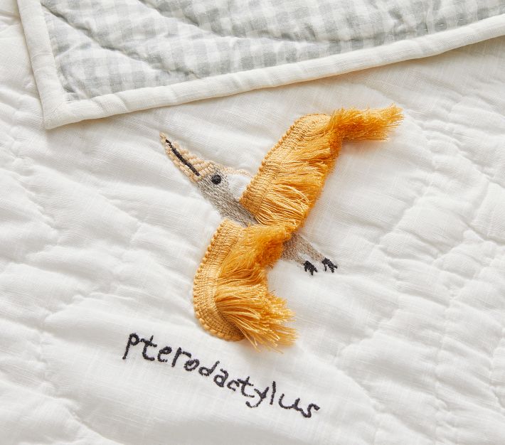 Embroidered Dino Toddler Quilt & Crib Sheet Bundle Pottery Barn Kids