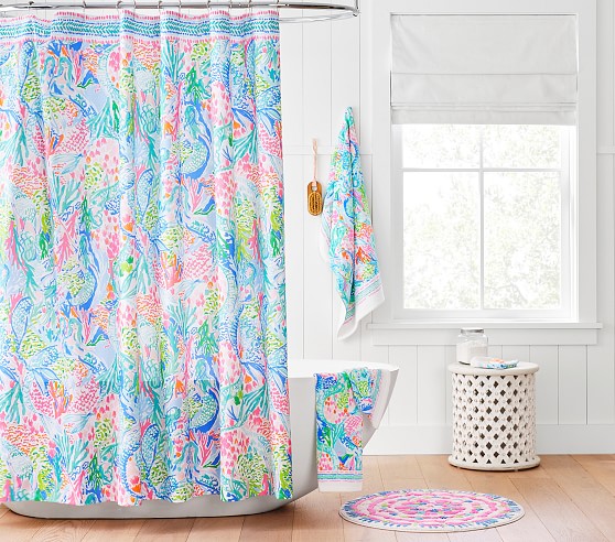 Lilly Pulitzer Bath Set Towels Shower Curtain Mat Pottery Barn Kids