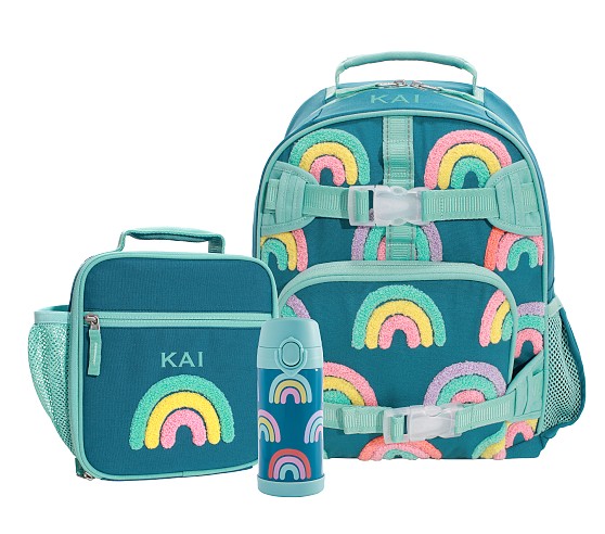 포터리반 가방 + 런치백 + 물통 세트 Potterybarn Mackenzie Turquoise Chenille Rainbows Backpack &amp; Lunch Bundle, Set of 3
