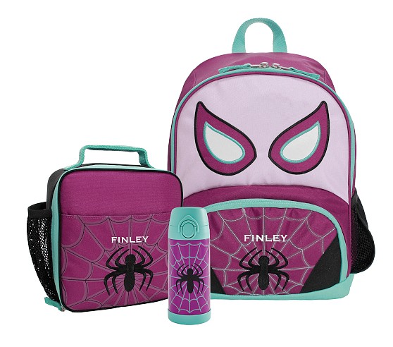 포터리반 가방 + 런치백 + 물통 세트 Potterybarn Mackenzie Marvels Ghost-Spider Glow-in-the-Dark Critter Backpack &amp; Lunch Bundle, Set of 3