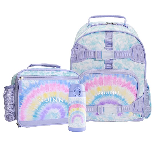 포터리반 가방 + 런치백 + 물통 세트 Potterybarn Mackenzie Aqua Rainbow Bright Tie-Dye Backpack &amp; Lunch Bundle, Set of 3