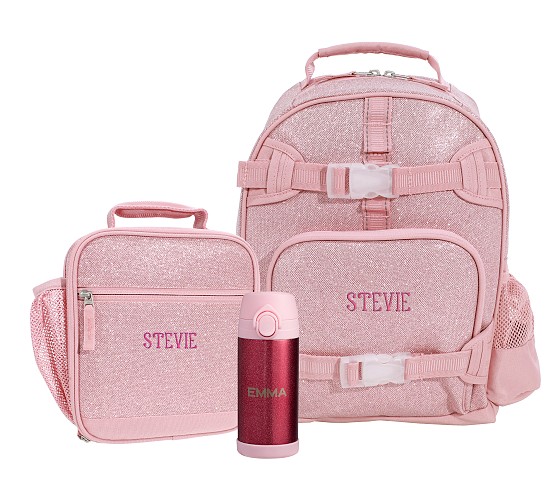 포터리반 가방 + 런치백 + 물통 세트 Potterybarn Mackenzie Pink Sparkle Glitter Backpack &amp; Lunch Bundle, Set of 3