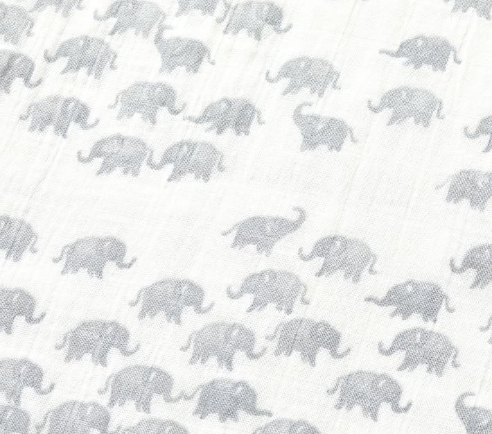 Watercolor Elephants Oversized Organic Muslin Baby Blanket Pottery Barn Kids