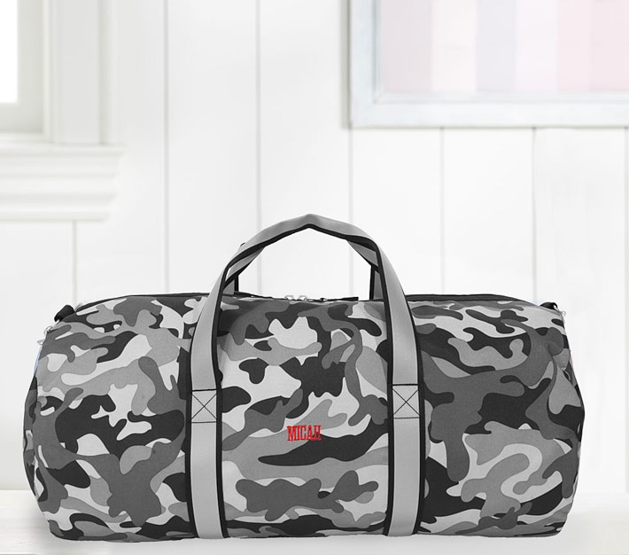 Large Travel Duffel Bag - Perennials Gray