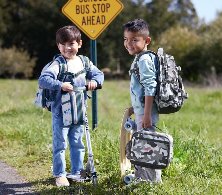 Kid's Quilted Camo Backpack & Lunch Box Set - Grey - Grey