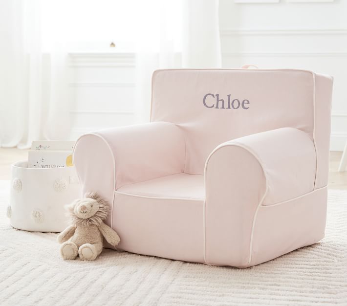Blush With White Piping Anywhere Chair® Kids Armchair Pottery Barn Kids