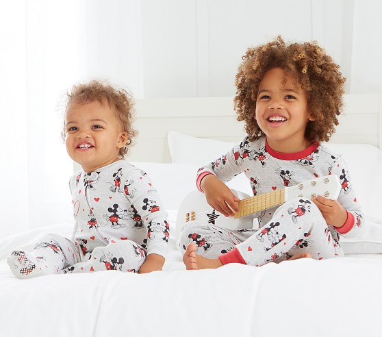 Disney Mickey Mouse Hearts Organic Nursery Pajama | Pottery Barn Kids