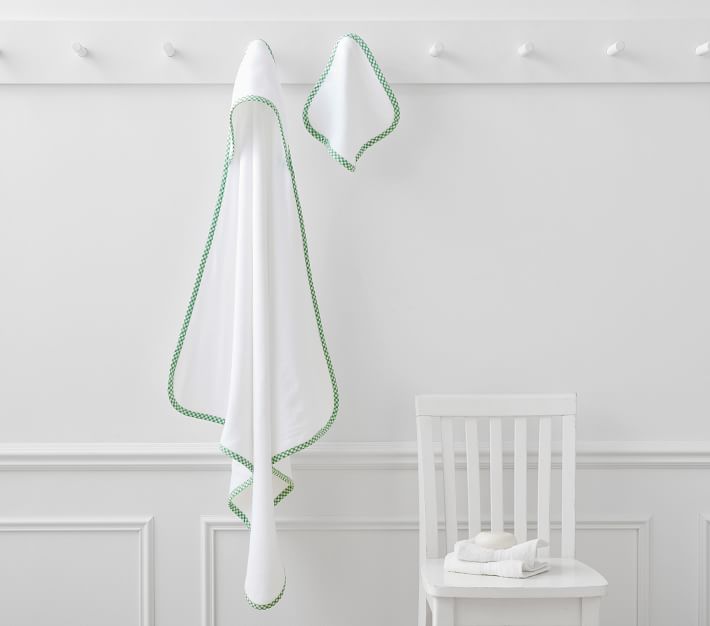 Gingham Baby Hooded Towel & Washcloths Sets Pottery Barn Kids