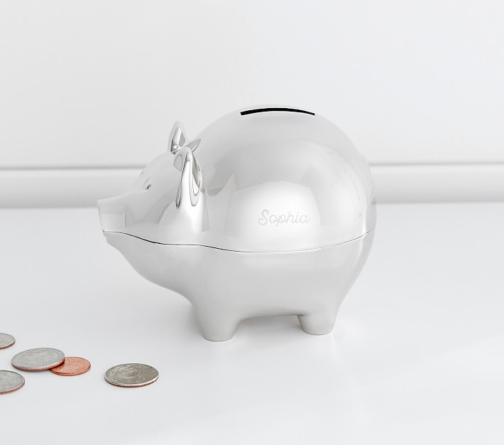 Mark & Graham x pbk Silver Piggy Bank, piggy bank 