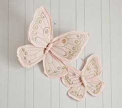 Linen Fabric Butterflies, Set of 2