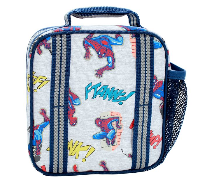 Marvel Avengers Boys Lunch Box Blue Carry Handle Zips Insulated Name Tag  NEW