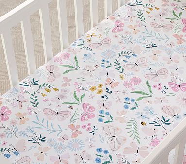 Wildflower Butterfly Crib Fitted Sheet | Pottery Barn Kids