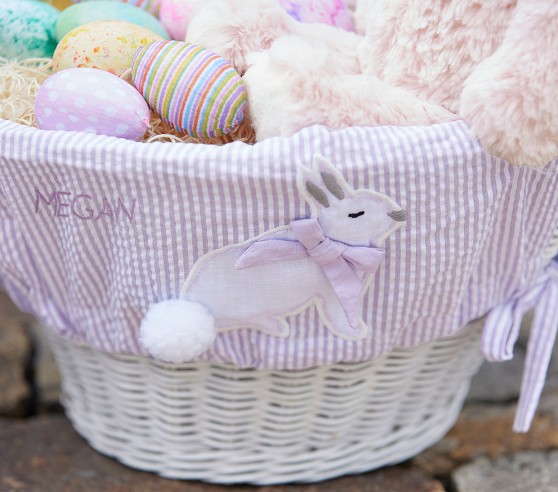 Bunny Appliqué Seersucker Easter Basket Liners | Pottery Barn Kids