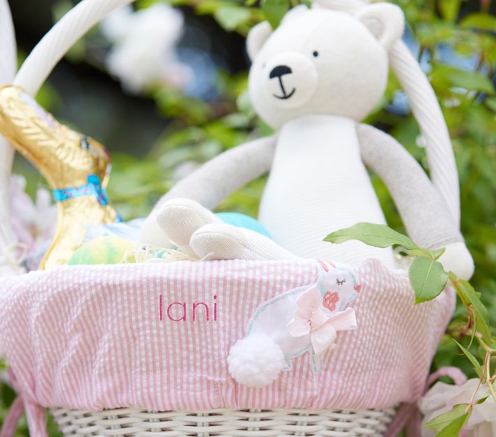Bunny Appliqué Seersucker Easter Basket Liners Pottery Barn Kids