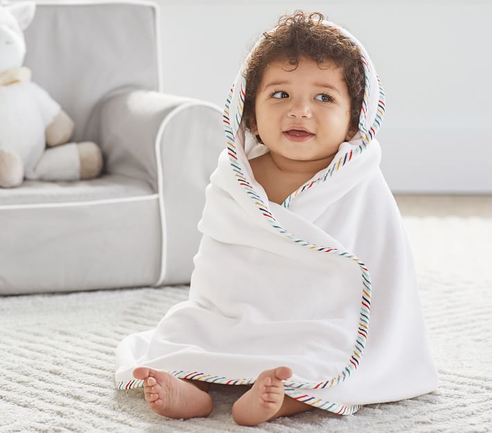 Multi Stripe Border Baby Hooded Towel Pottery Barn Kids