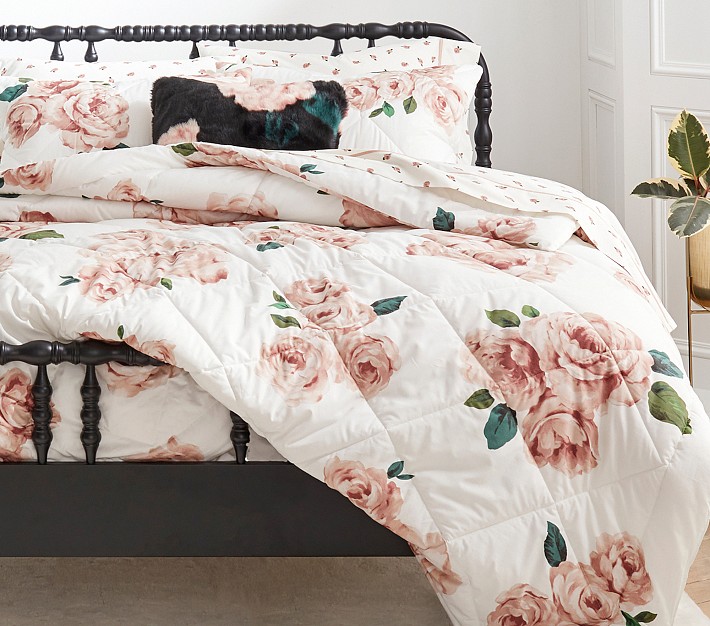 Emily & Meritt Bed of Roses Comforter & Sham Ivory/Blush Pottery
