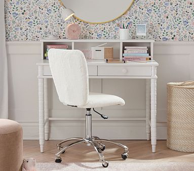 Brushed Nickel Base Square Upholstered Kids Desk Chair | Pottery Barn Kids