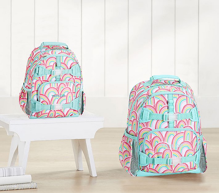 Mackenzie Turquoise Rainbows Chenille Backpacks