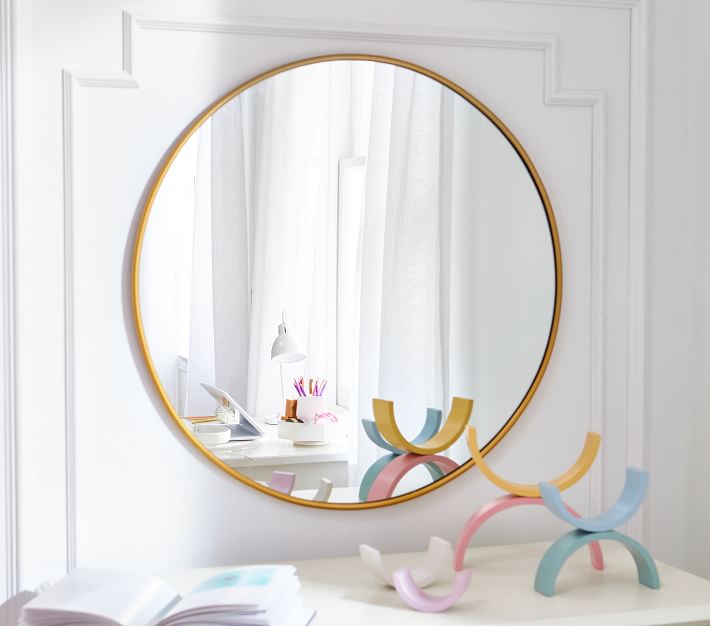 Round Gold Kids Mirror