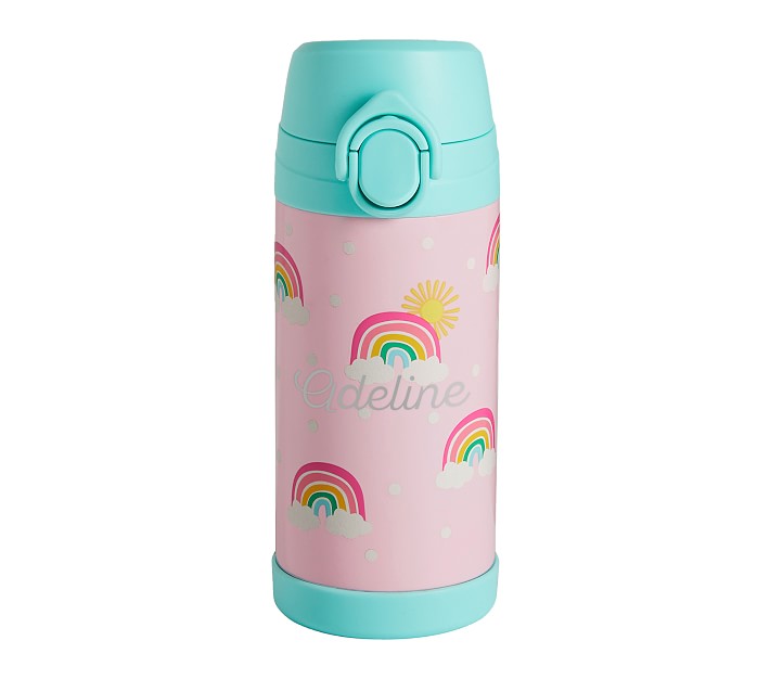 Thermos Kids Plastic Water Bottle with Spout, Rainbows, 16 Fluid Ounces