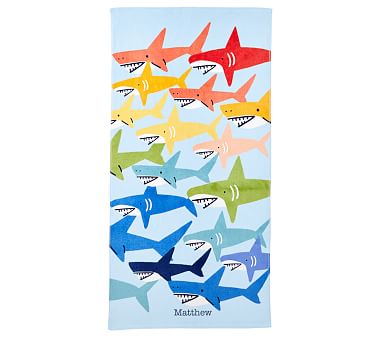 MEMBERS MARK OVERSIZED KIDS BEACH TOWELS 2 PACK 30 X 60, SHARK