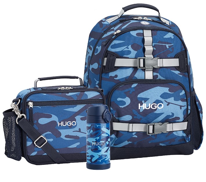 Mackenzie Navy Skateboard Camo Reflective Backpack & Cold Pack Lunch Bundle, Set Of 3 Pottery