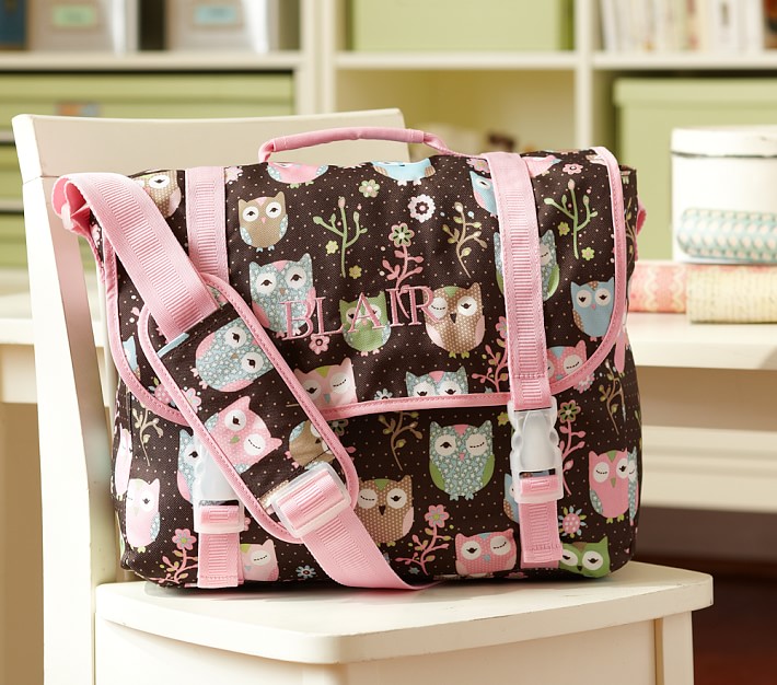 Pottery Barn Kids Owls Pink Backpack with Lunch Box Monogrammed