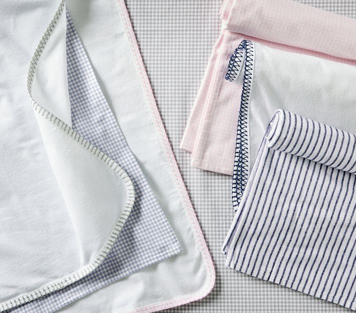 Gingham Flannel Swaddle Set Pottery Barn Kids