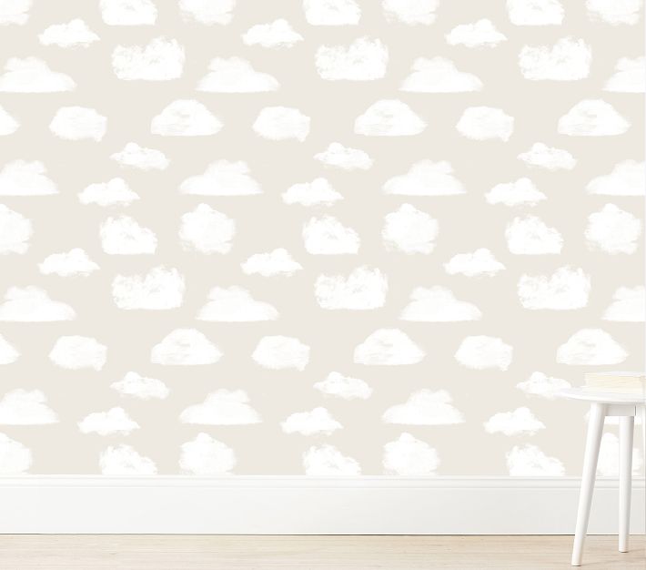 Boys Nursery with Gray Clouds Wallpaper  Contemporary  Nursery