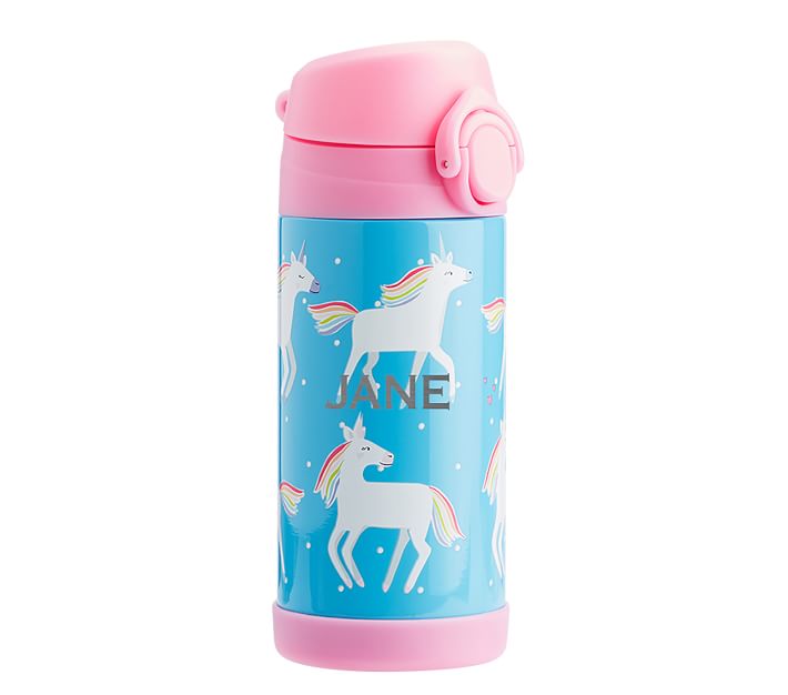 Personalized Unicorn Water Bottle With Spout and Straw. 