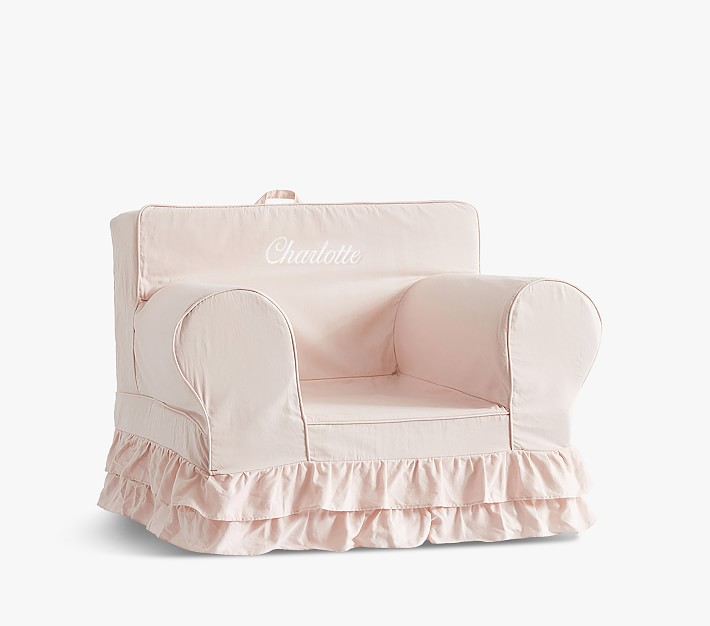 Dusty Blush Ruffle Anywhere Chair® Kids Armchair Pottery Barn Kids