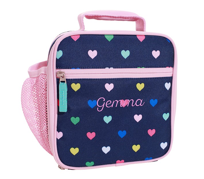 Insulated Lunch Box With Soft Padded Handles - Navy Pink Rose, 1