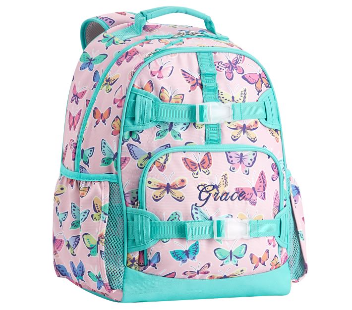 Mackenzie Pink Rainbow Butterflies Backpacks | Pottery Barn Kids