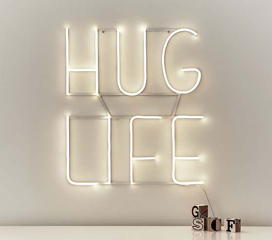 "Hug Life" LED Sentiment Wall Light