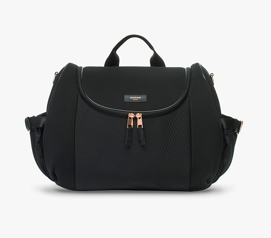 Storksak Poppy Luxe Black Scuba Diaper Bag